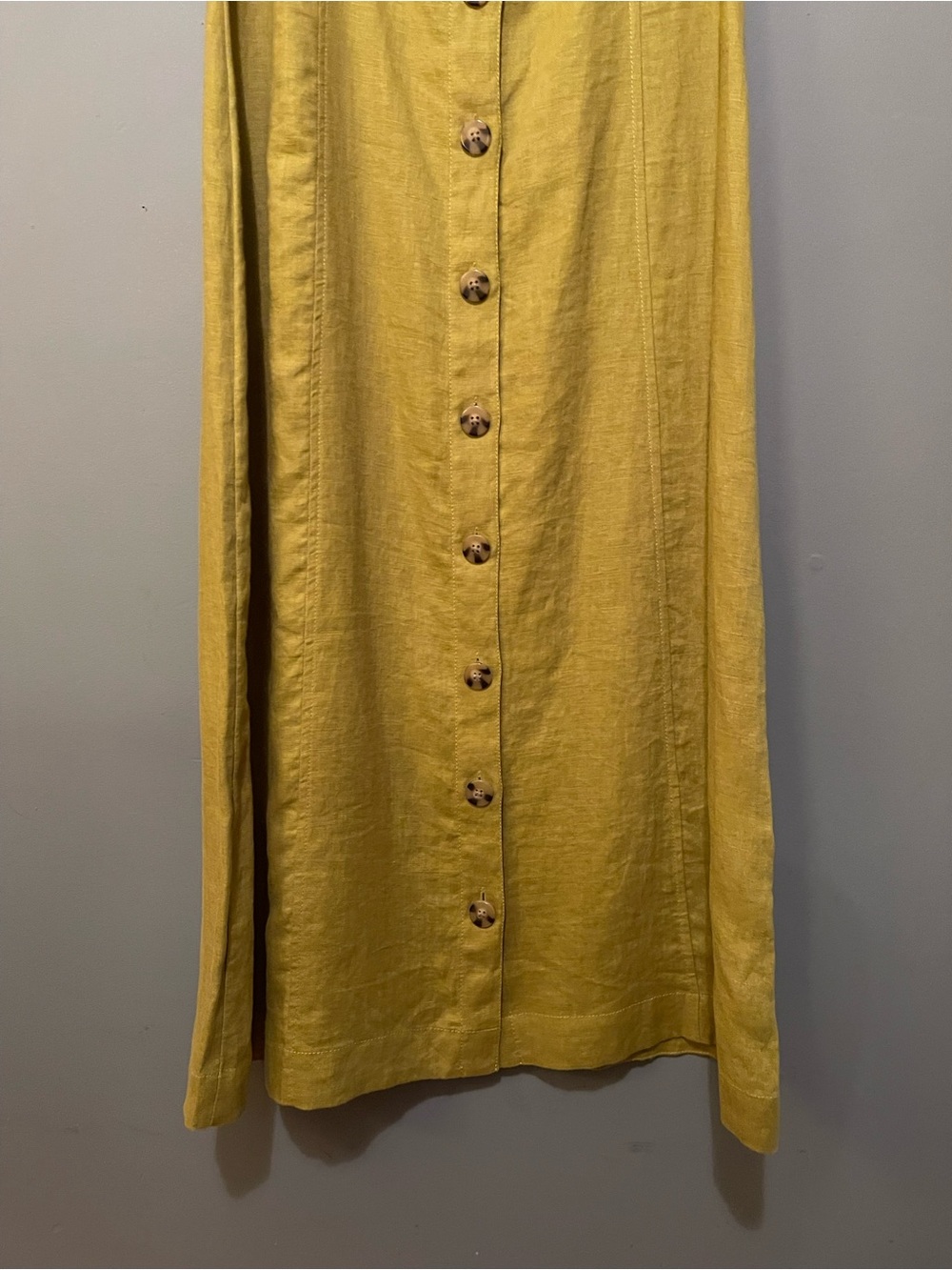 NWT Madewell Mustard Linen Blend Button Front Midi Dress 6 - Picture 6 of 14